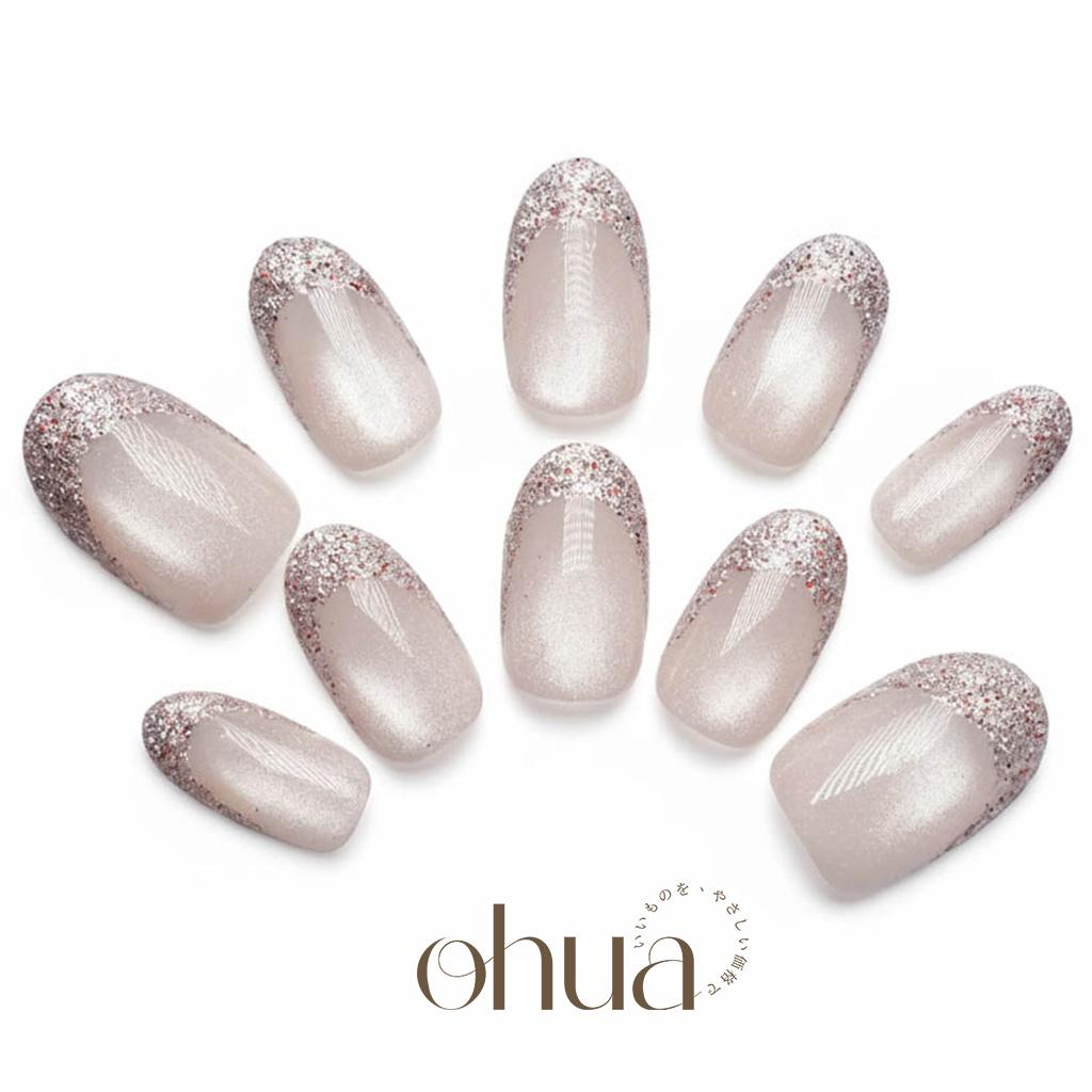 【妖精の涙】ネイルチップ キャッツアイ 偏光パール ワンカラー ぷっくり ジェルネイル 儚げ 上品【ohua】