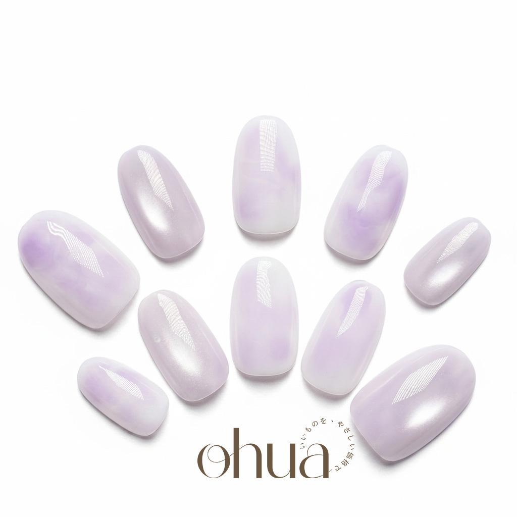 【微睡む桜】ネイルチップ パープル マグネット グラデーション ホログラム ラメ 幻想的 儚げ 透明感 夏ネイル【ohua】