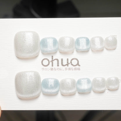 フットネイルチップ 足用 ペディキュア マグネット ラメ  貼るだけ セルフネイル 【ohua】
