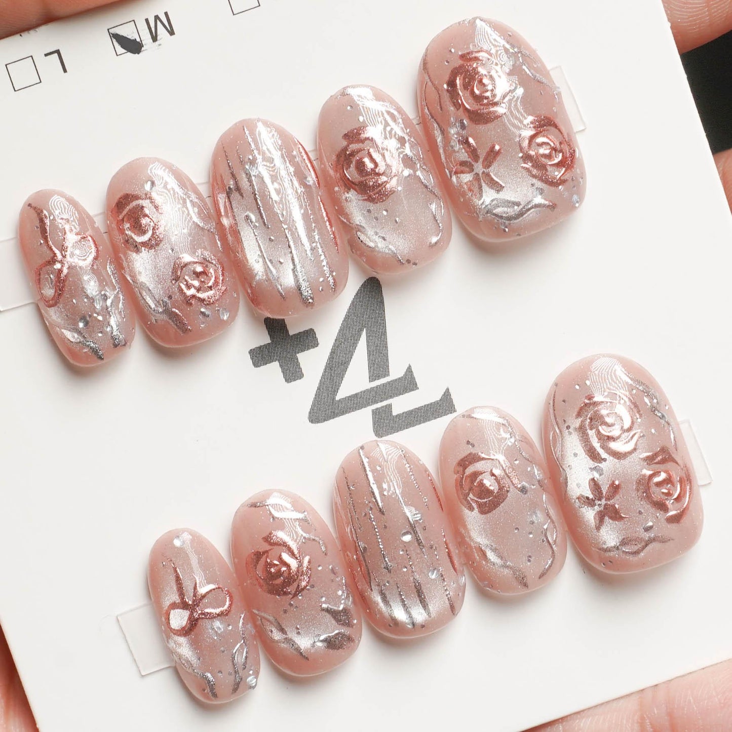 【薔薇のワルツ】ネイルチップ マグネット ピンク ブロンズ メタリック ニュアンス 結婚式 お呼ばれ 上品【ohua】