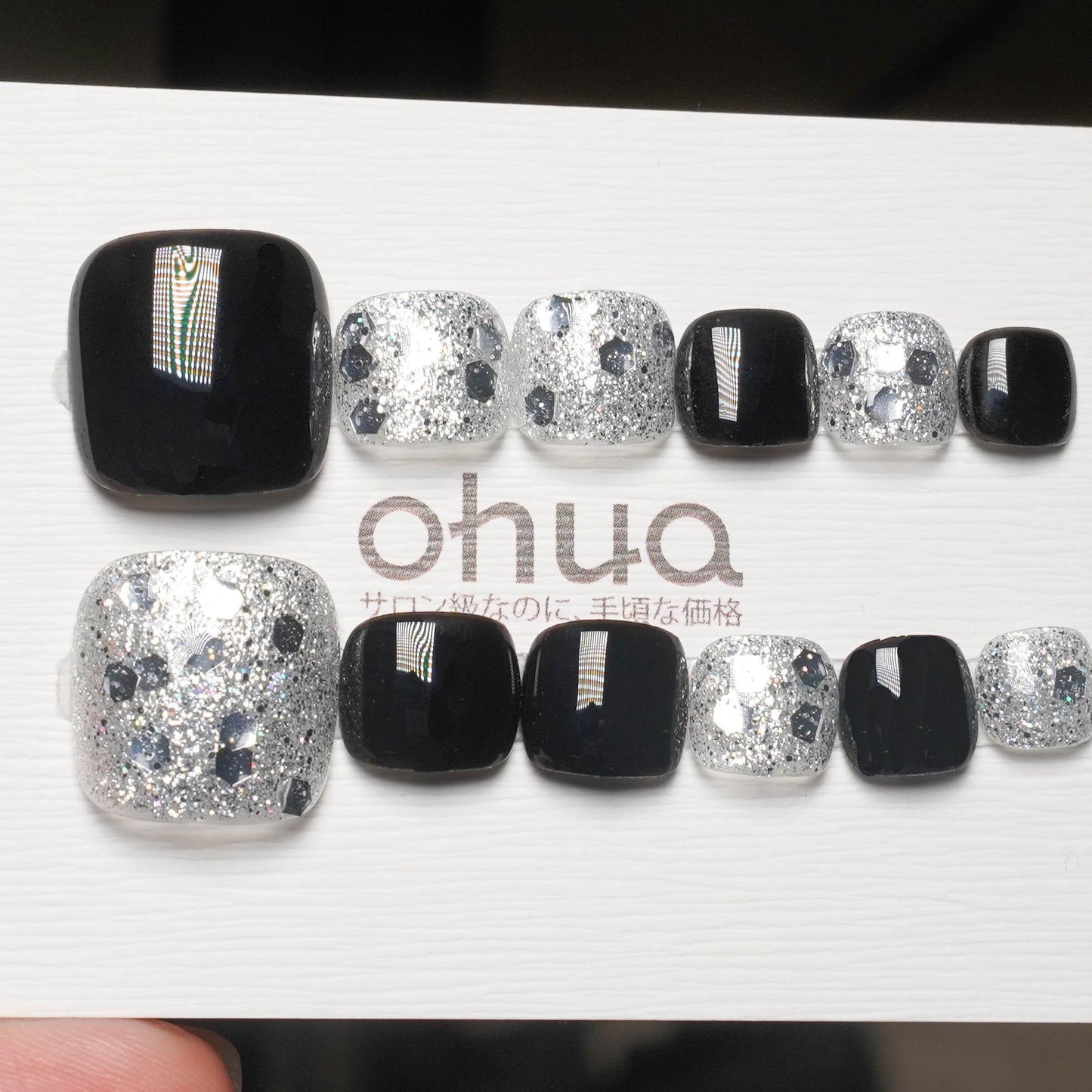 フットネイルチップ 足用 ペディキュア マグネット ラメ  貼るだけ セルフネイル 【ohua】