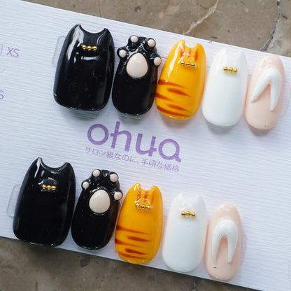 【OHUA 猫シリーズ 】3D立体可愛いネイル   M002