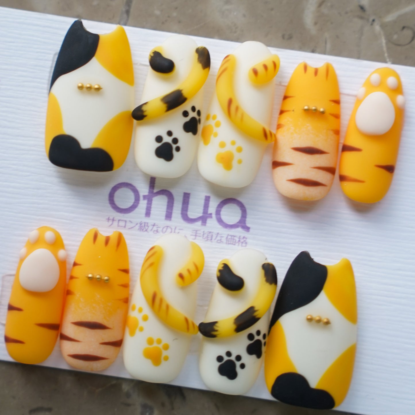 【OHUA 猫シリーズ 】3D立体可愛いネイル   M003