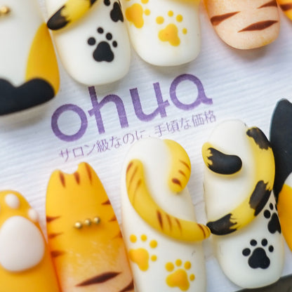 【OHUA 猫シリーズ 】3D立体可愛いネイル   M003
