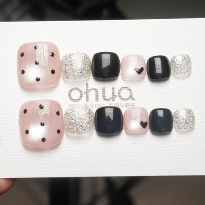 フットネイルチップ 足用 ペディキュア マグネット ラメ  貼るだけ セルフネイル 【ohua】