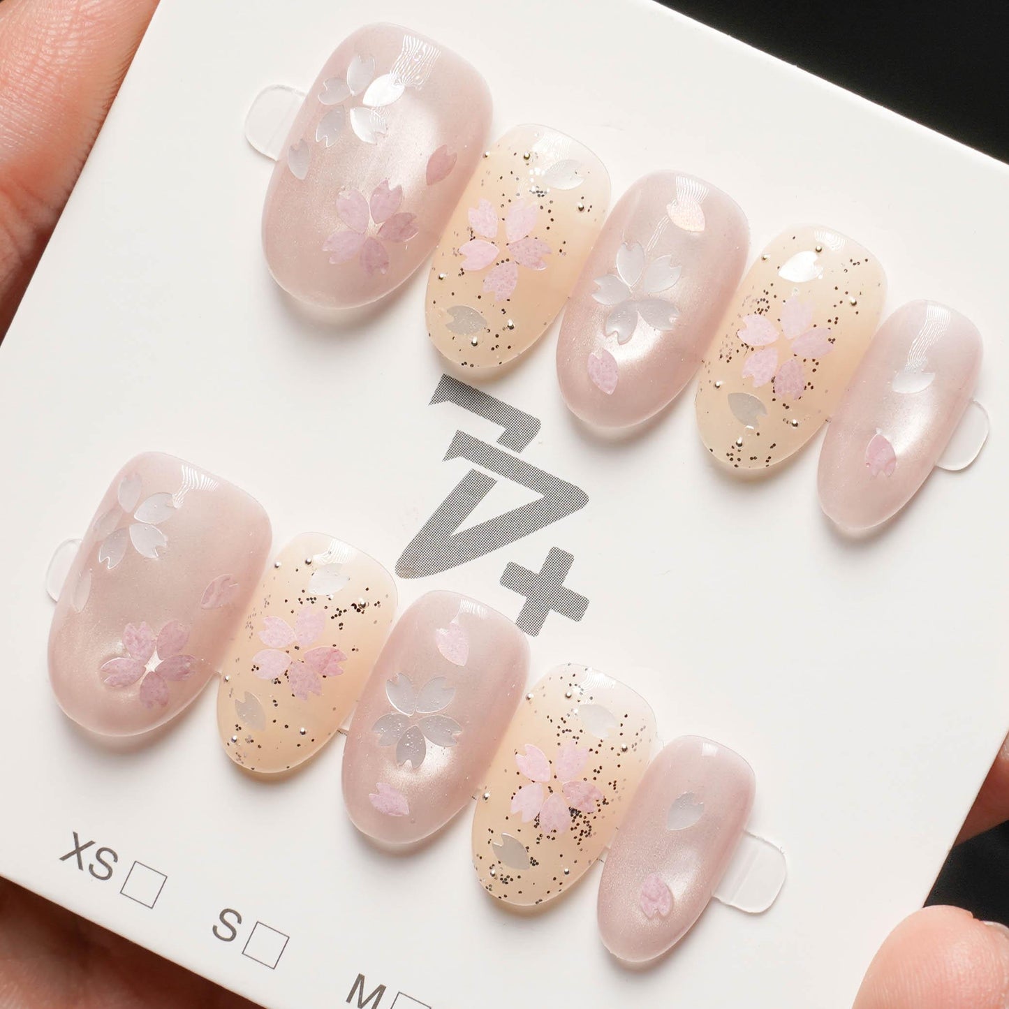 【桜の舞】ネイルチップ ピンク 桜 さくら 手書き フラワー 春ネイル 入学式 卒業式 お花見 上品【ohua】