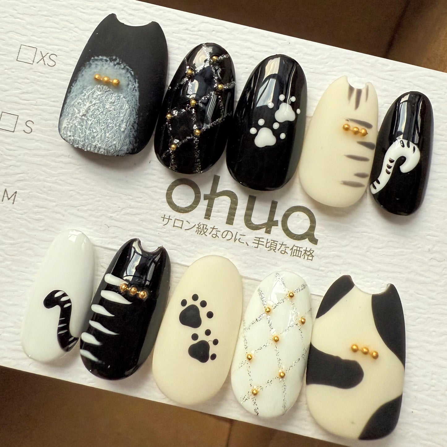 【猫好き必見】2cmネイルチップ ネコ耳 しっぽ 肉球 3D アート 付け爪 プレゼント 推し活 ギフト 飼い主【ohua】